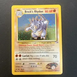 Pokemon TCG Brock's Rhydon Gym Heroes Holo Card 2/132 - Image 1