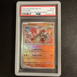 Pokemon PSA 10 Groudon 049/131 Prismatic Evolutions Master Ball Rev Holo #4122 - Image 1