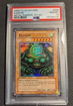 Yugioh Kazejin MRD-026 1st Super PSA 10 Gem Mint MISPRINT FOIL SHIFT ERROR! - Image 1