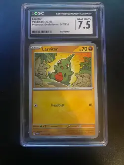 LARVITAR PRISMATIC EVOLUTIONS POKEMON TCG CARD 047/131 NEAR MINT CGC 7.5 - Image 1