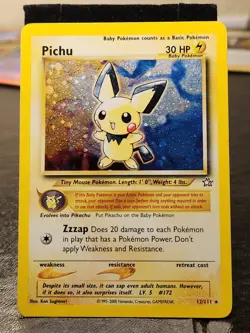 Pichu Holo Neo Genesis Card 12/111 Pokemon Tcg Trade Cute Collect Baby Pokemon - Image 1