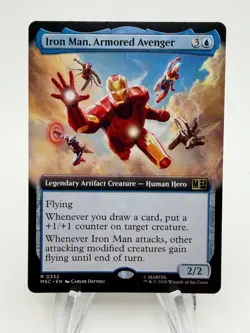 MTG Marvel Super Heroes IRON MAN, ARMORED AVENGER Extended Art Rare #332 - Image 1