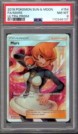 MARS PSA 8 154/156 ULTRA PRISM FULL ART POKEMON CARD 2018 SUN & MOON - Image 1