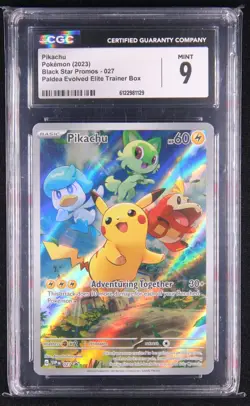 2023 POKEMON PALDEA Evo SVP EN-SV BLACK STAR PROMO #027 PIKACHU CGC 9 MINT - Image 1