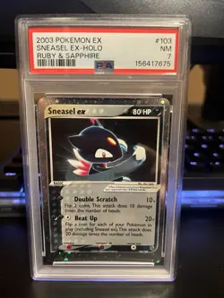 2003 POKEMON EX RUBY & SAPPHIRE #103 SNEASEL EX-HOLO PSA 7 - Image 1