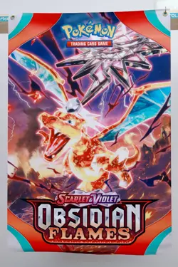 Pokemon TCG - OBSIDIAN FLAMES - flag Cloth Banner 24" x 36" Charizard - Image 1