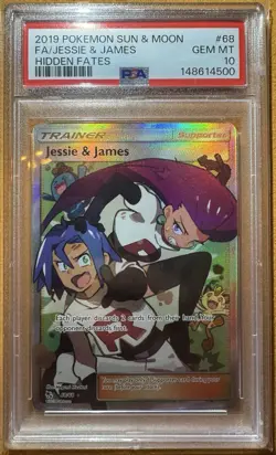Pokemon Company Hidden Fates Jessie & James 68/68 Full Art Holo PSA 10 EN - Image 1