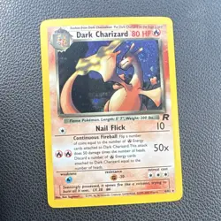 WoTC Pokemon TCG Team Rocket Dark Charizard 4/82 Holo Rare 80HP Eng 2000 SWIRL - Image 1
