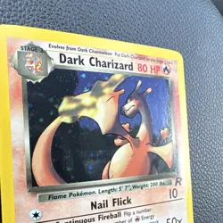 WoTC Pokemon TCG Team Rocket Dark Charizard 4/82 Holo Rare 80HP Eng 2000 SWIRL - Image 3