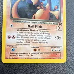 WoTC Pokemon TCG Team Rocket Dark Charizard 4/82 Holo Rare 80HP Eng 2000 SWIRL - Image 5