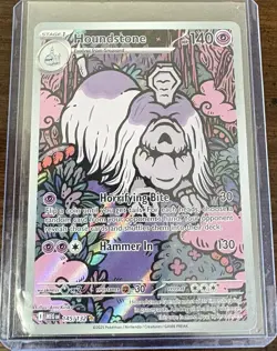 Pokemon TCG Houndstone 145/132 ME01 Mega Evolution IR Holo Stage 1 HP 140 - Image 1