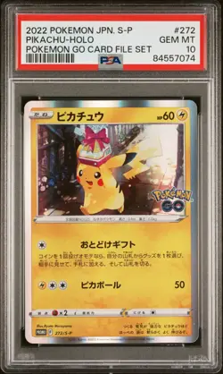 PSA 10 GEM MINT Pikachu HOLO 272/S-P PROMO Japanese Pokemon Go Card File - Image 1