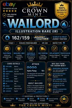 Wailord 162/159 IR Journey Together Illustration Rare Pokemon Card NM/M - Image 1