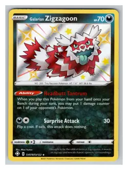Galarian Zigzagoon SV078/SV122 MINT/NM Pokemon Cards Shining Fates: Shiny Vault - Image 1