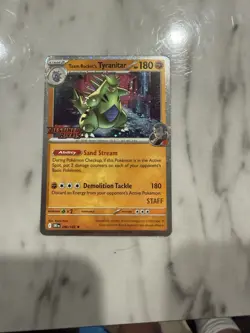 Team Rockets Tyranitar Destined Rivals Staff Promo Card 096/182 NM Condition - Image 1