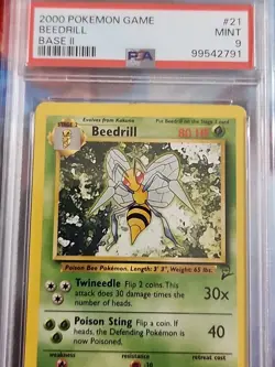 Pokemon 2000 Game Base Set 2 Beedrill #21 PSA 9 - Image 2