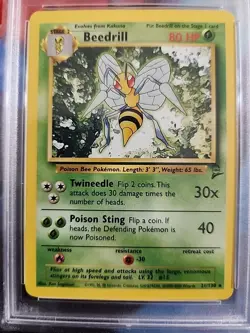 Pokemon 2000 Game Base Set 2 Beedrill #21 PSA 9 - Image 3