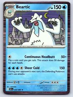 Beartic 026/086 Holo Rare Black Bolt Pokemon Near Mint - Image 1