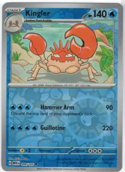Kingler 099/165 Uncommon 151 Pokemon TCG Reverse Holo Near Mint - Image 1