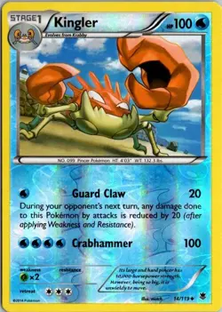 KINGLER 14/119 UNCOMMON PHANTOM FORCES POKEMON REVERSE HOLO LP - Image 1