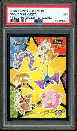 Pokemon - Topps Pokemon The Movie Onix Cubone Eevee Chansey Zubat Sticker PSA 7 - Image 1