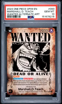 2024 ONE PIECE OP09-EMPERORS IN THE NEW WORLD #093 MARSHALL D. TEACH PSA 10 - Image 1