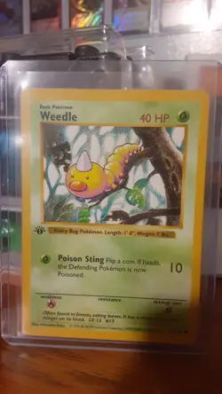 1st Edition Base Set Pokemon Card 1999 WoTC- Weedle #69/102 LP - Image 5