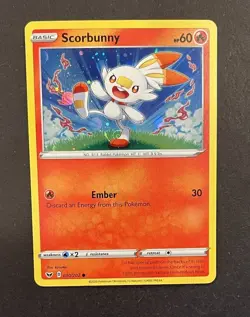 Pokemon Scorbunny 030/202 Cosmos Holo Swirl Sword & Shield Near Mint - Image 2