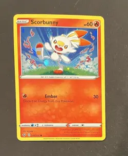 Pokemon Scorbunny 030/202 Cosmos Holo Swirl Sword & Shield Near Mint - Image 4