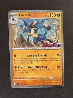 Pokemon Lucario 114/198 Cosmos Holo Stamped Scarlet & Violet Near Mint - Image 1