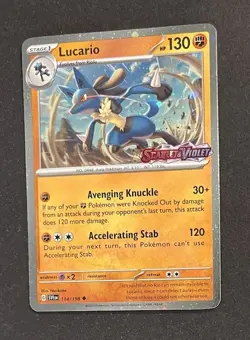 Pokemon Lucario 114/198 Cosmos Holo Stamped Scarlet & Violet Near Mint - Image 3