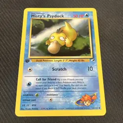 Misty's Psyduck 54/132 Uncommon 1st Edition Gym Heroes Pokemon Card MP4 - Image 1