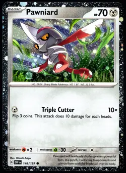 Pokemon TCG Pawniard 148/197 Obsidian Flames Cosmos Holo Promo Card - LP - Image 1