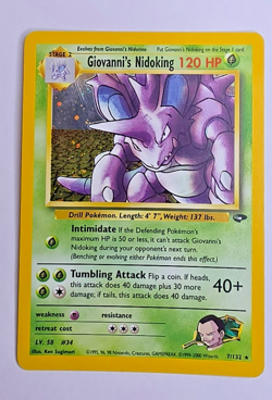 Giovanni's Nidoking 7/132 Gym Challenge Unlimited Holo Rare Pokemon TCG - Image 1