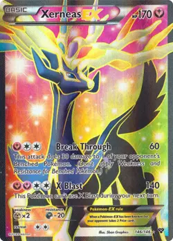 Moderately Played Xerneas-EX - 146/146 - Full Art Ultra Rare Pokemon XY Base Set - Image 1