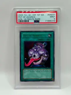 2005 YuGiOh! Pot of Avarice EEN-EN037 Ultimate Rare 1st Edition PSA 9 MINT - Image 1