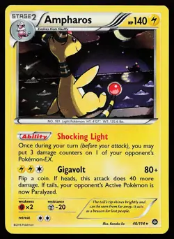 Ampharos 40/114 Holo Rare Steam Siege Pokemon Card - Image 1