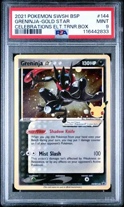 2021 Pokemon Greninja Gold Star Celebrations ETB Promo SWSH144 Mint PSA 9 - Image 1