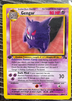 NM/LP Pokemon TCG Gengar 20/62 Fossil 1st First Edition Non Holo Rare Card - Image 1