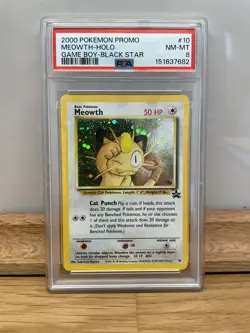Pokemon 2000 Meowth Black Star Game Boy Promo PSA 8 NM-Mint Englisch Holo #10 - Image 1