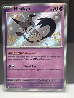 Pokemon TCG Mimikyu Scarlet & Violet Paldean Fates Holo Shiny Rare Card 160/091 - Image 1