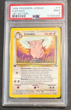 1999 Pokemon Jungle 1st Edition 17 Clefable PSA 9 - Image 1