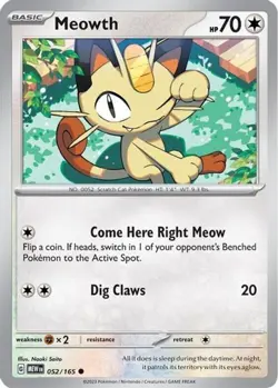 Meowth 052/165 Common Pokemon 151 English - Image 1