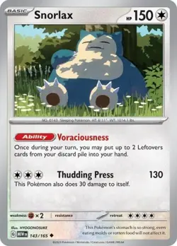 Snorlax 143/165 Uncommon Pokemon 151 English - Image 1