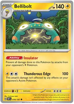 Bellibolt 078/197 Uncommon Obsidian Flames Pokemon TCG - Image 1