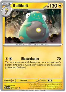Bellibolt 077/197 Uncommon Obsidian Flames Pokemon TCG - Image 1