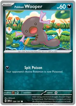 Paldean Wooper 126/197 Common Obsidian Flames Pokemon TCG - Image 1