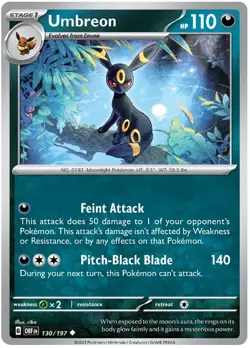Umbreon 130/197 Uncommon Obsidian Flames Pokemon TCG - Image 1