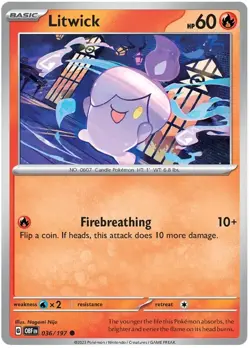 Litwick 036/197 Common Obsidian Flames Pokemon TCG - Image 1