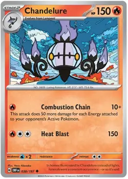 Chandelure 038/197 Uncommon Obsidian Flames Pokemon TCG - Image 1